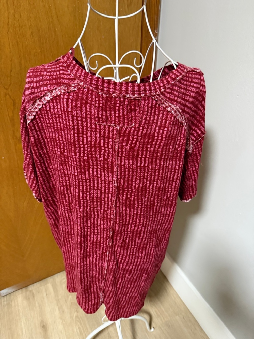 Free People Raspberry Red Patterned Short Sleeve Tee - Picture 3 of 6